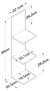 Raft de perete suspendat cu 3 polite, modern, nuc