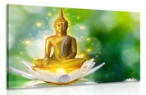 Tablou buddha de aur pe o floare de lotus