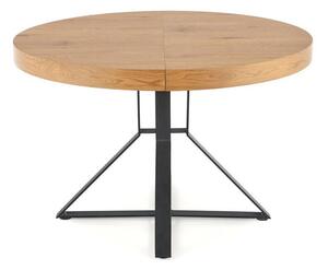 Masa Houston 1224Stejar auriu, Negru, 77cm, Extensie, MDF, Furnir din lemn natural, Metal