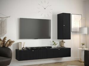 Set de living Anulio VI, Negru, MDF, PAL laminat, 36 kg