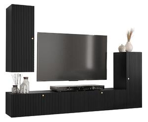 Set de living Anulio I, Negru, MDF, PAL laminat, 36 kg