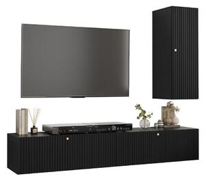 Set de living Anulio VI, Negru, MDF, PAL laminat, 36 kg