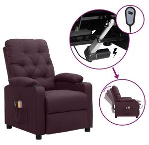 Fotoliu de masaj rabatabil electric, violet, material textil