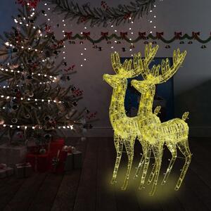 Ren de Crăciun 250 LED-uri, 2 buc., alb cald, 180 cm, acril XXL