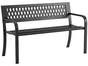 Outsunny Bancă de Grădină pentru Exterior, Bancă de Patio cu Brațe și Șezut cu Lamele, 2 Locuri pentru Grădină, Parc, Balcon, Mobilier Exterior, Negru | Aosom Romania