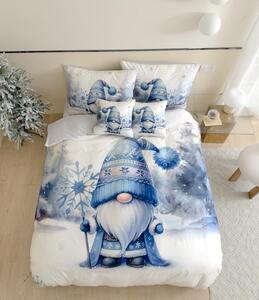 Lenjerie de pat 3D microflanel BLUE GNOME alb + fata de perna 40x50 cm gratuit Dimensiune lenjerie de pat: 70 x 90 cm | 140 x 200 cm