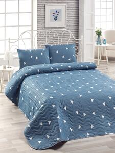 Set cuvertură de pat de pat double, Albastru, 220 x 200 cm,65% Bumbac / 35% POLYESTER