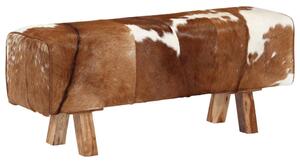 Bancă, maro și alb, 110x30x45 cm, piele naturală de capră