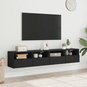 Comode TV de perete, 2 buc., negru, 80x30x30 cm, lemn prelucrat