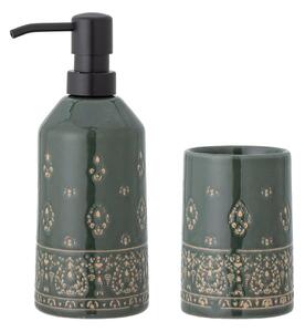Set de accesorii de baie verde din gresie ceramică Cheran – Bloomingville