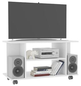 Comodă TV cu roți, alb, 80x40x45 cm, lemn prelucrat