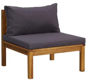 Set de canapele, 2 piese, perne gri închis, lemn masiv acacia