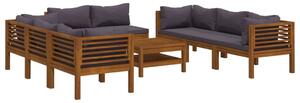 Set mobilier de grădină cu perne, 9 piese, lemn masiv de acacia