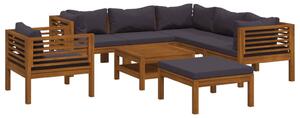 Set mobilier grădină cu perne, 8 piese, lemn masiv acacia
