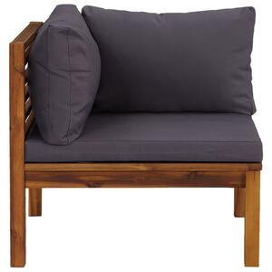 Canapea de colț modulară, perne gri închis, lemn masiv acacia