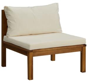 Canapea de mijloc modulară cu perne alb crem, lemn de acacia
