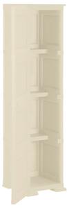 Dulap din plastic, 40x43x164 cm, alb angora, design de lemn