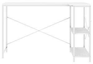 Birou de computer, alb, 110x72x70 cm, lemn prelucrat