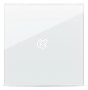 Panou sticlă albă Pulsar Touch NS 1T 86x86mm pentru întrerupător tactil modern, finisaj minimalist securizat 4mm, ideal pentru doze standard CEE60