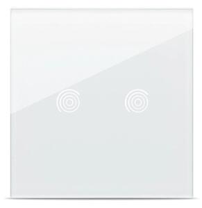 Panou sticlă securizată Pulsar Touch NS 2T Alb 86x86mm pentru întrerupător tactil modern cu două zone, design elegant rezistent la zgârieturi