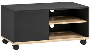 HOMCOM Dulap TV 42" Max cu 2 Rafturi deschise si Usa, Dulap TV Jos din PAL cu Roti, 80x45x39.5 cm, Alb | Aosom Romania