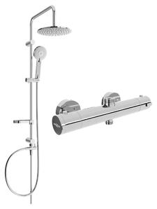 Mexen Carl, set de duș cu duș cu efect de ploaie și baterie termostatică KAI, crom, 77150240-00