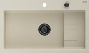 Mexen Omar, chiuveta granit cu 1 camera 800x480x210 mm, bej, sifon grafit, 6520801005-69-B