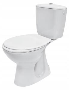 Cersanit President, toaleta combinata cu flux 3/6l, gunoi vertical, alimentare cu apa din laterala rezervorului si scaun antibacterian din duroplast, alb, K08-039