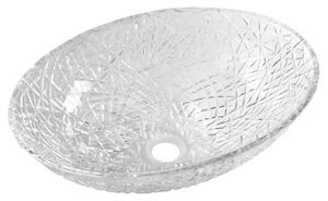 Sapho Sapho, chiuveta de blat din sticla gravata PURUS 50x36 cm, sticla transparenta, TY305CL
