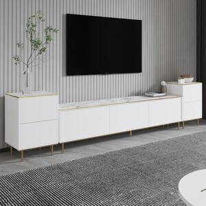 Comoda Tv Imag, Marmura, Alb, 260x60x35 cm