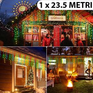 Instalatie de Craciun, franjuri cu flash, cu led tip turturi, fir gros, exterior, multicolor, 23,5 metri
