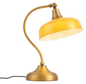 Lampă de masă clasică bronz cu sticlă opal portocalie - Clerk