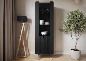 Vitrină cu patru uși Malmi 60 cm - negru mat / picioare negre