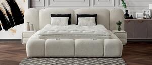 Boxspring ~MERIVO~ cu ladǎ de depozitare, structurǎ metalicǎ și saltea premium cu topper integrat Anthology ivory 160x200 cm