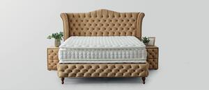 Boxspring ~IMPERIAL~ cu lada de depozitare, saltea cu topper inclus, material catifelat