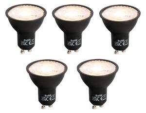 Set de 5 becuri LED GU10 reglabile, negru, 6W, 500lm, 2700K