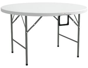 Outsunny Masă Pliabilă de Grădină Φ122 cm, Masă de Picnic Rotundă pentru 6 Persoane, Cadru Metalic, Alb | Aosom Romania
