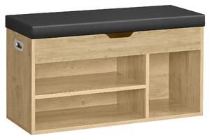 Banca cu dulap pentru incaltaminte si sezut negru din piele ecologica TAYLOR ARTISAN 80x30x44 cm
