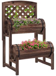 Outsunny Strat de Gradină Înălțat cu Grilaj pe 2 Nivele, Jardinieră din Lemn cu Picioare și Orificii de Scurgere | Aosom Romania
