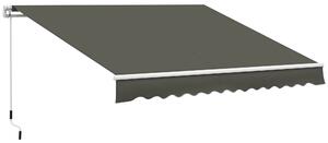 Outsunny Copertină Pliabilă pentru Exterior, Copertină Tip Roll-Up cu Deschidere Manivelă, 350x250 cm, Gri | Aosom Romania