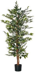 HOMCOM Plantă Ficus Falsă, Plantă Înaltă de 150cm, Plantă Artificială Decorativă pentru Interior și Exterior, Ø17x14.5 cm, Verde | Aosom Romania