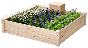 Outsunny Jardinieră de Exterior cu Compostor și Bază Deschisă din Lemn de Brad, 123x123x25,5 cm, Lemn Natural | Aosom Romania