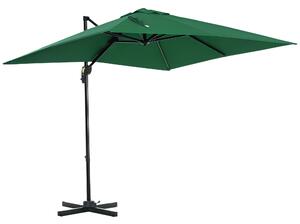 Outsunny Umbrelă de Grădină cu Manivelă, Rotire la 360°, Orificii de Ventilație și Parasolar Reglabil, 2.5x2.5 m, Verde | Aosom Romania