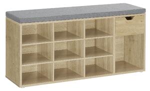 Pantofar cu bancuta cu sezut gri si sertar TAYLOR ARTISAN 104x30x48 cm, alb