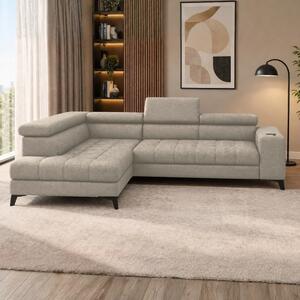 Coltar BAGGIO, sezlong stanga, stofa buclata grej - Aphrodite 04, cu r