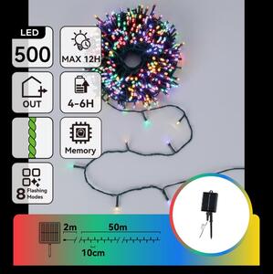 Aigostar - Instalație LED solară pentru Crăciun 500xLED/8 funcții 52m IP65 multicolor 1200 mAh