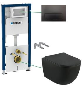 Set vas wc rimless suspendat, capac soft close Foglia si rezervor incastrat Geberit Delta