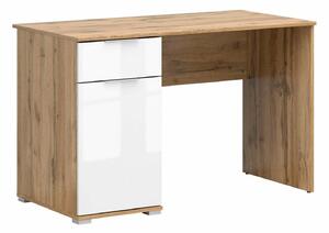 Birou Tivetra 100, Alb lucios, Stejar Wotan, PAL laminat, 76x120x60cm, 36 kg