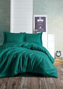 Set Lenjerie de pat double din Satin, Verde, 220 x 200 cm,100% Bumbac Satin