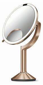 Simplehuman Cosmetic LED Mirror Sensor TRIO ,mărire 1x/5x/10, aur roz